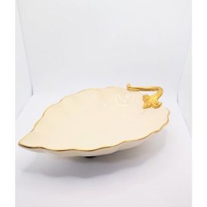 Lenox Procelian leaf gold trim dish